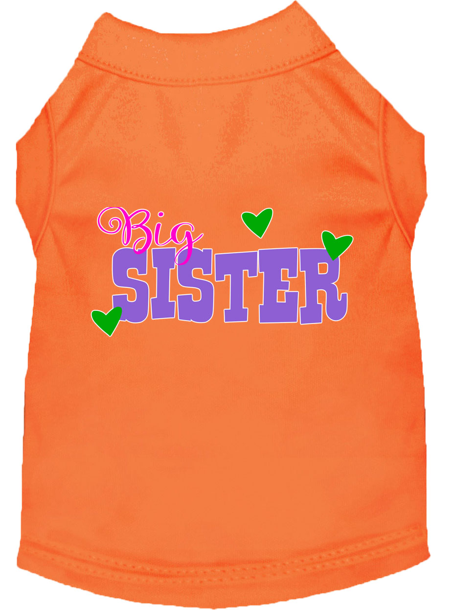 Big Sister Screen Print Dog Shirt Orange Lg